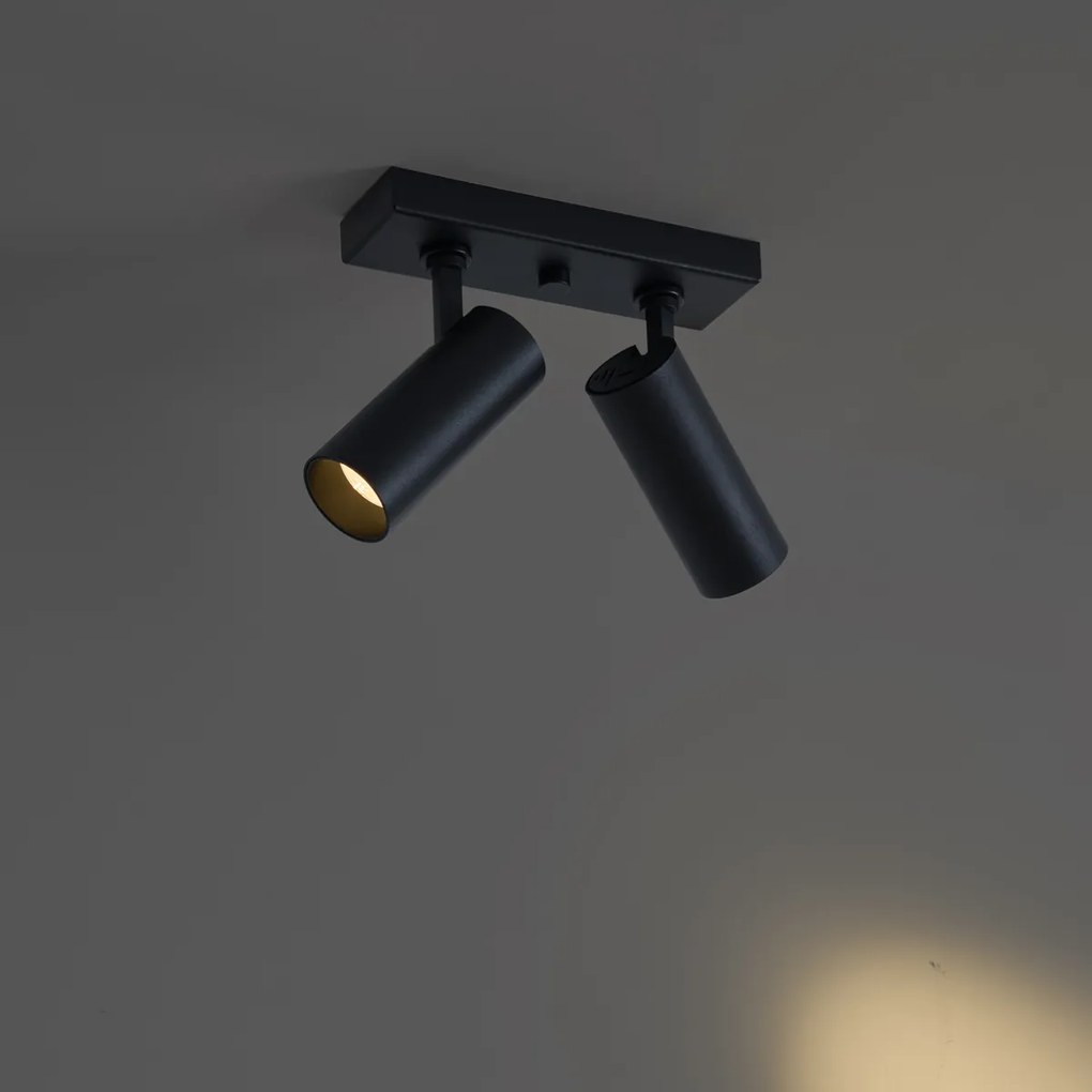 Nowoczesna lampa sufitowa czarna z możliwością ściemniania, 2-źródłowa - Tate