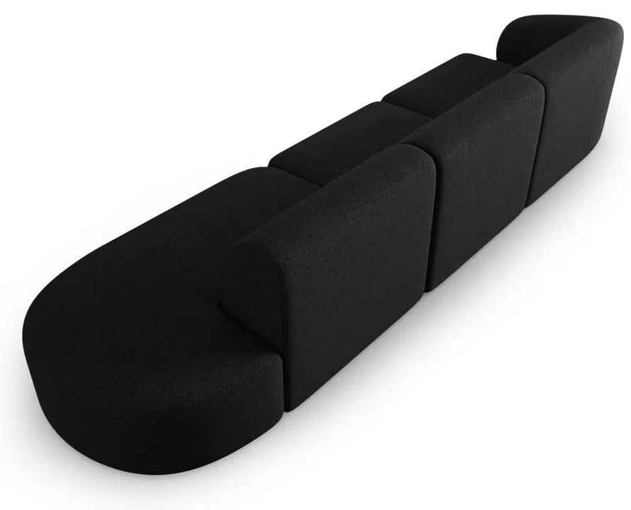 Czarna sofa z tkaniny szenilowej lewostronna 311 cm Paolo – Milo Casa