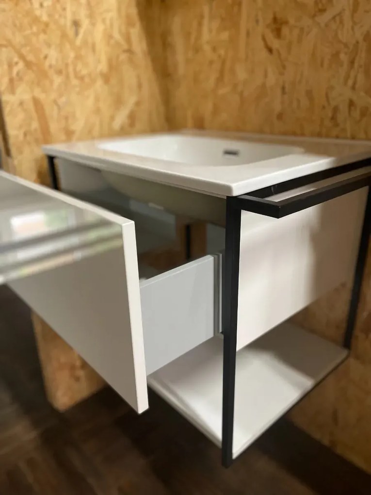 Szafka pod umywalkę LOV 80 cm biały połysk KROFAM