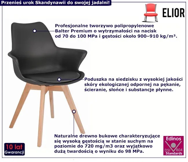 Czarne krzesło w stylu skandynawskim - Magela