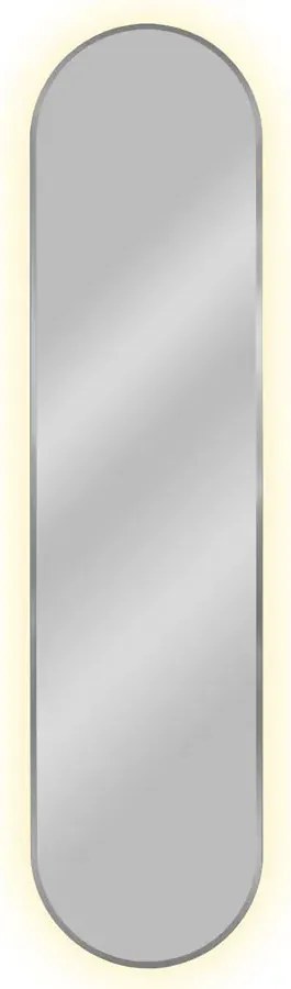 Srebrne wąskie lustro led 155x40 cm T4-Z33