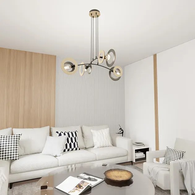 Czarna lampa wisząca z czterema punktami światła - D158 H0-W81