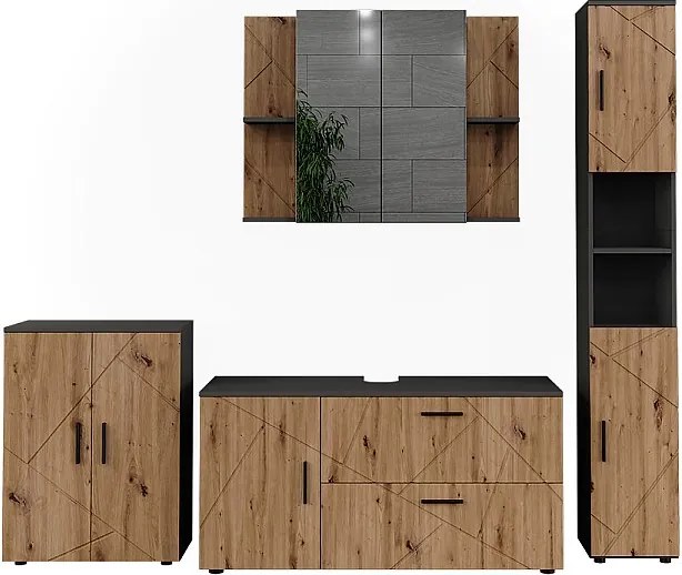 Zestaw mebli łazienkowych antracyt/dąb goldkraft 120.1x41x60.6 irma