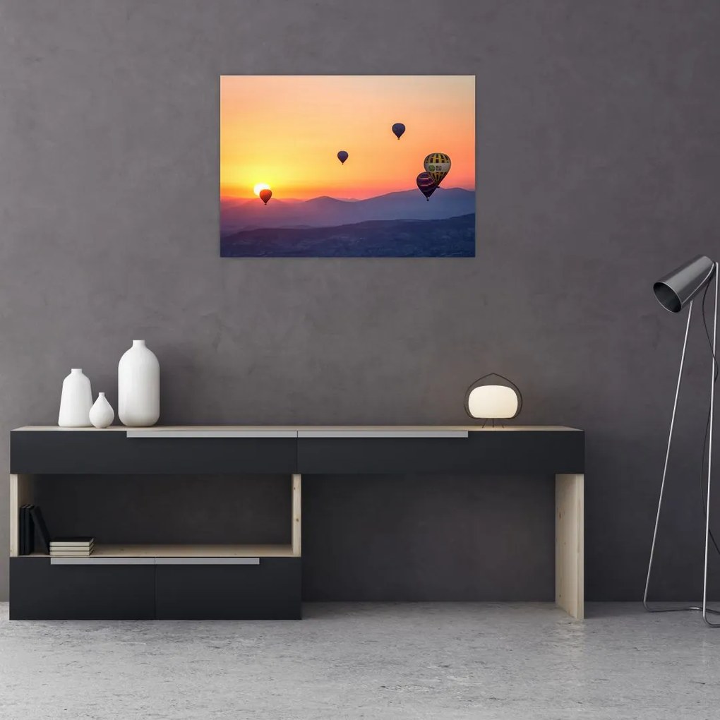 Obraz na szkle - balony na ogrzane powietrze (70x50 cm)