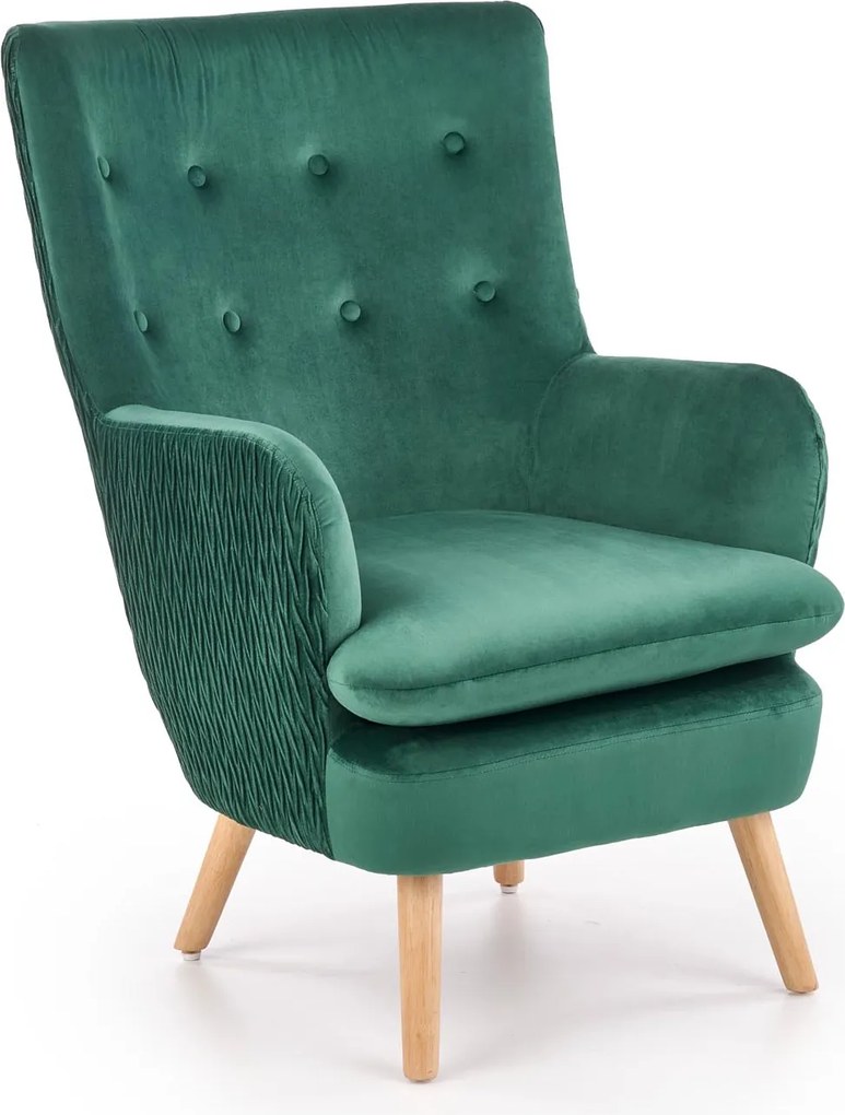 Wypoczynkowy fotel tapicerowany w stylu glamour Ravel Halmar