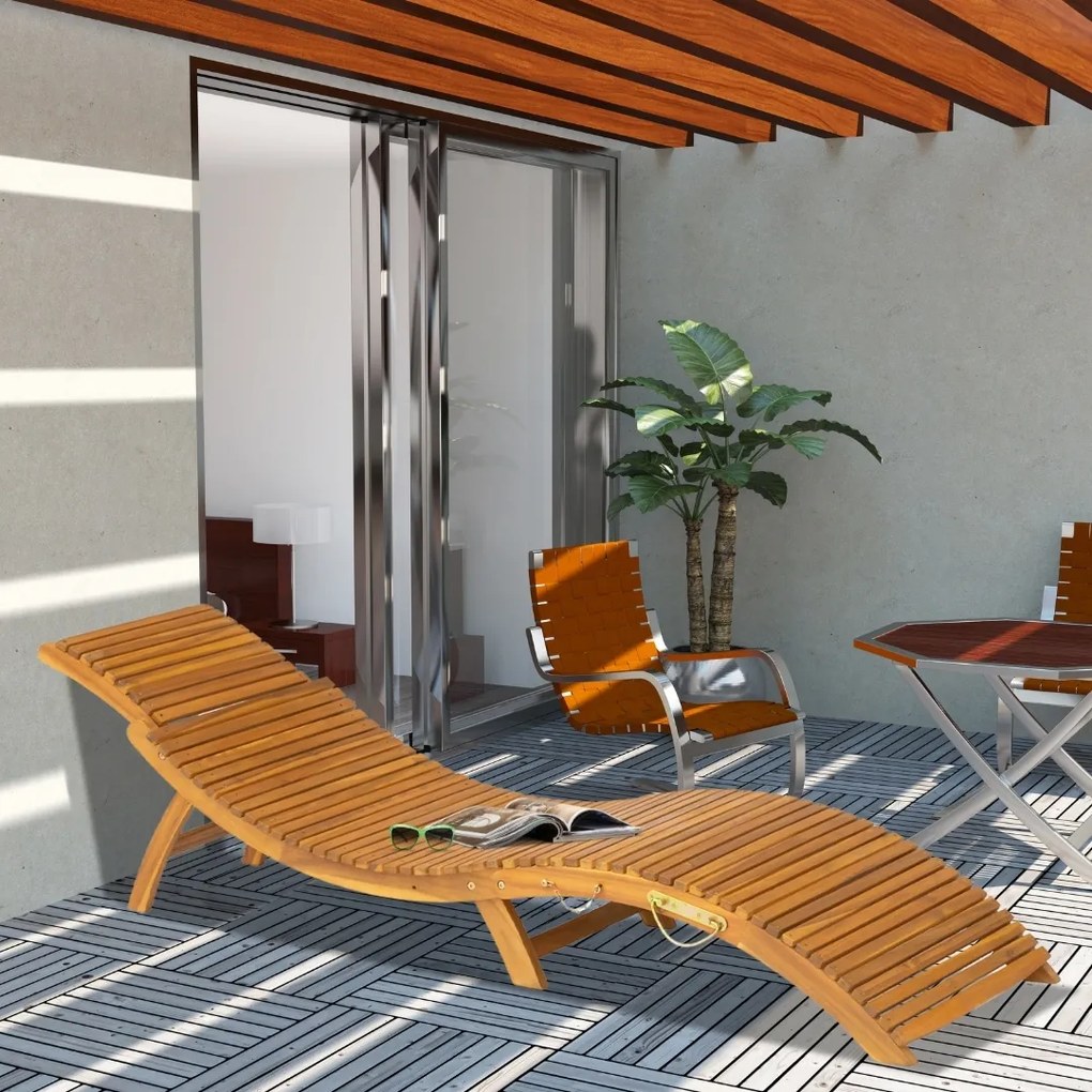 Leżak ogrodowy FLORIDA, składany, 57x190x51cm, naturalny brąz Casaria