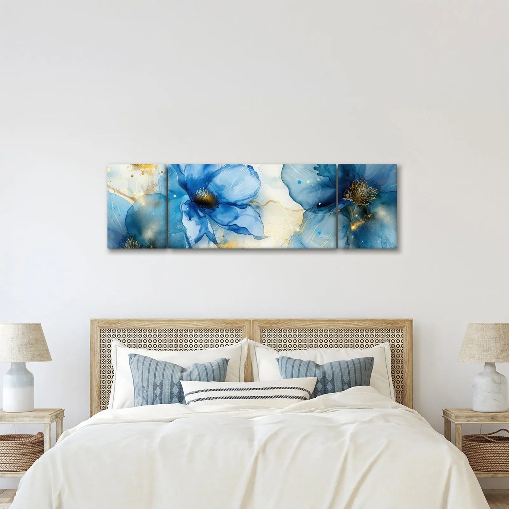 Obraz - Kwiatowy, malowany tuszem (170x50 cm)