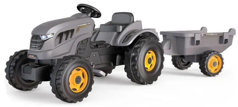 Smoby traktor xxl szary na pedały z przyczepką
