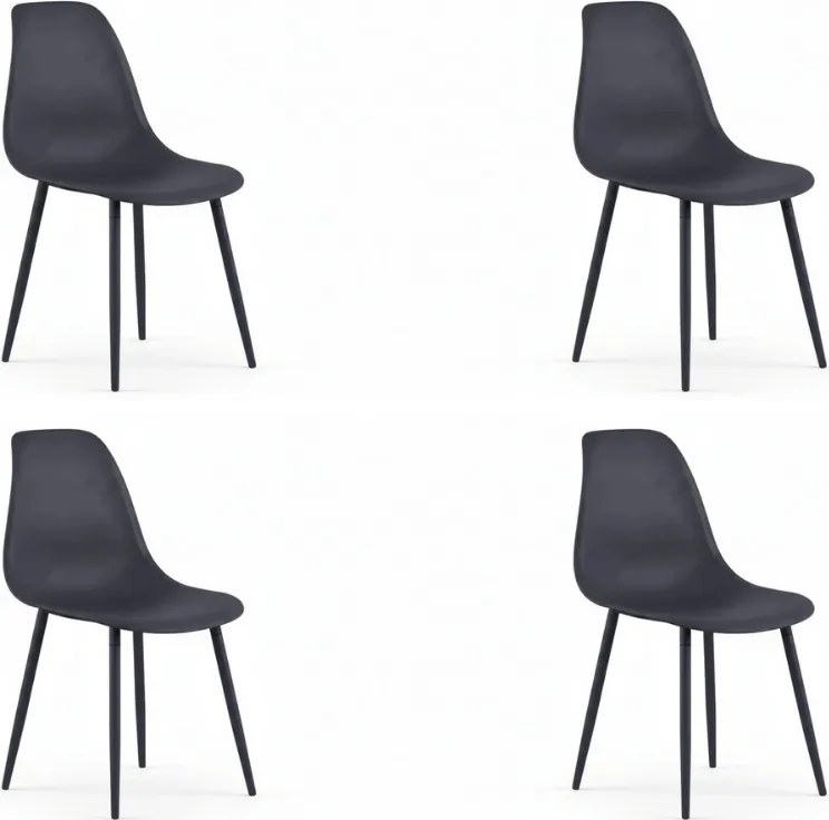 Zestaw 4 sztuk plastikowych krzeseł OSAKA, antracytowy