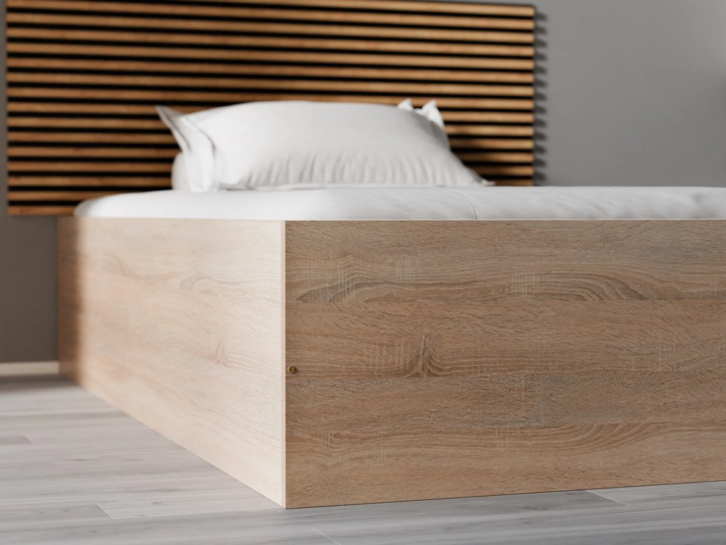 Łóżko BELLA 120 x 200 cm, dąb sonoma Stelaż: Ze stelażem listwowym elastycznym, Materac: Materac Coco Maxi 20 cm