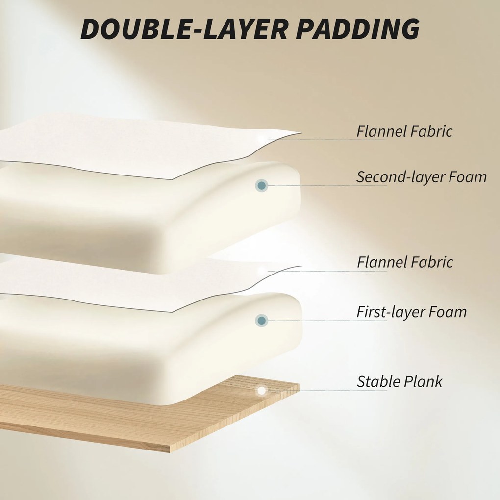 HOMCOM Fotel biurowy regulowany obrotowy z podparciem lędźwiowym, podnóżkiem, śnieżnym flanellem, 80 x 80 x 106-114 cm Cremeweiß | Aosom PL