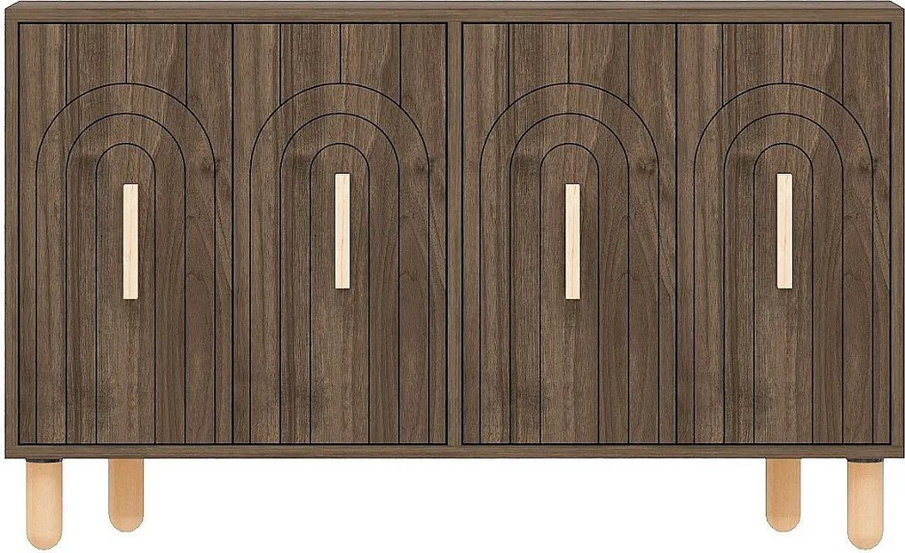 Komoda – 120 cm x 73,6 cm x 29,6 cm – Orzech – Płyta wiórowa pokryta melaminą