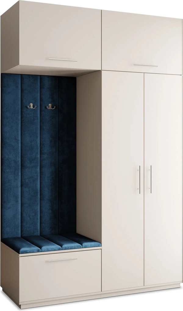 Masseno Garderoba REMA 150/240/60 cm Nowoczesna Szafa do Przedpokoju Kaszmir, MONOLITH 77 (Niebieski)