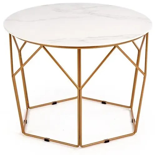 Ława MADISON 60x60 biały marmur/złota HALMAR