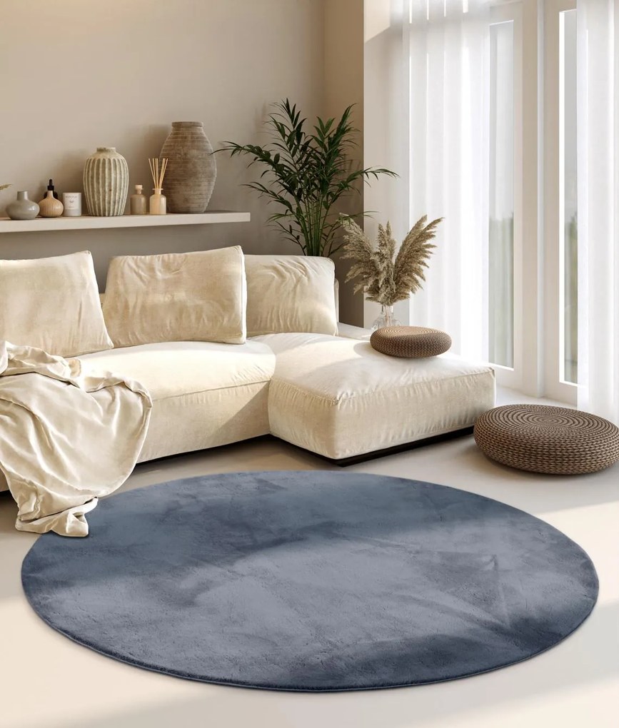 Dywan pluszowy Leon Villeroy & Boch antracytowy 160 cm x 160 cm koło