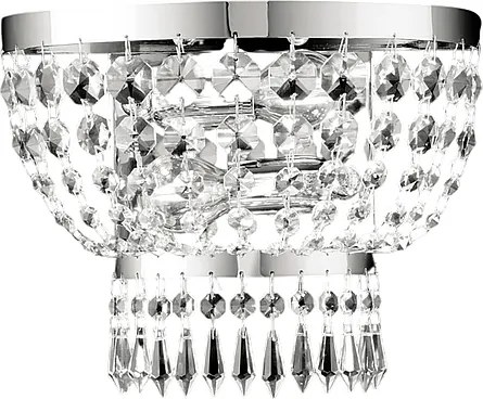 Kinkiet Mozart z żelaza i chromowanego mosiądzu z kryształkami górskimi, 2 światła, 27 P.14 BL189-AP2-CR