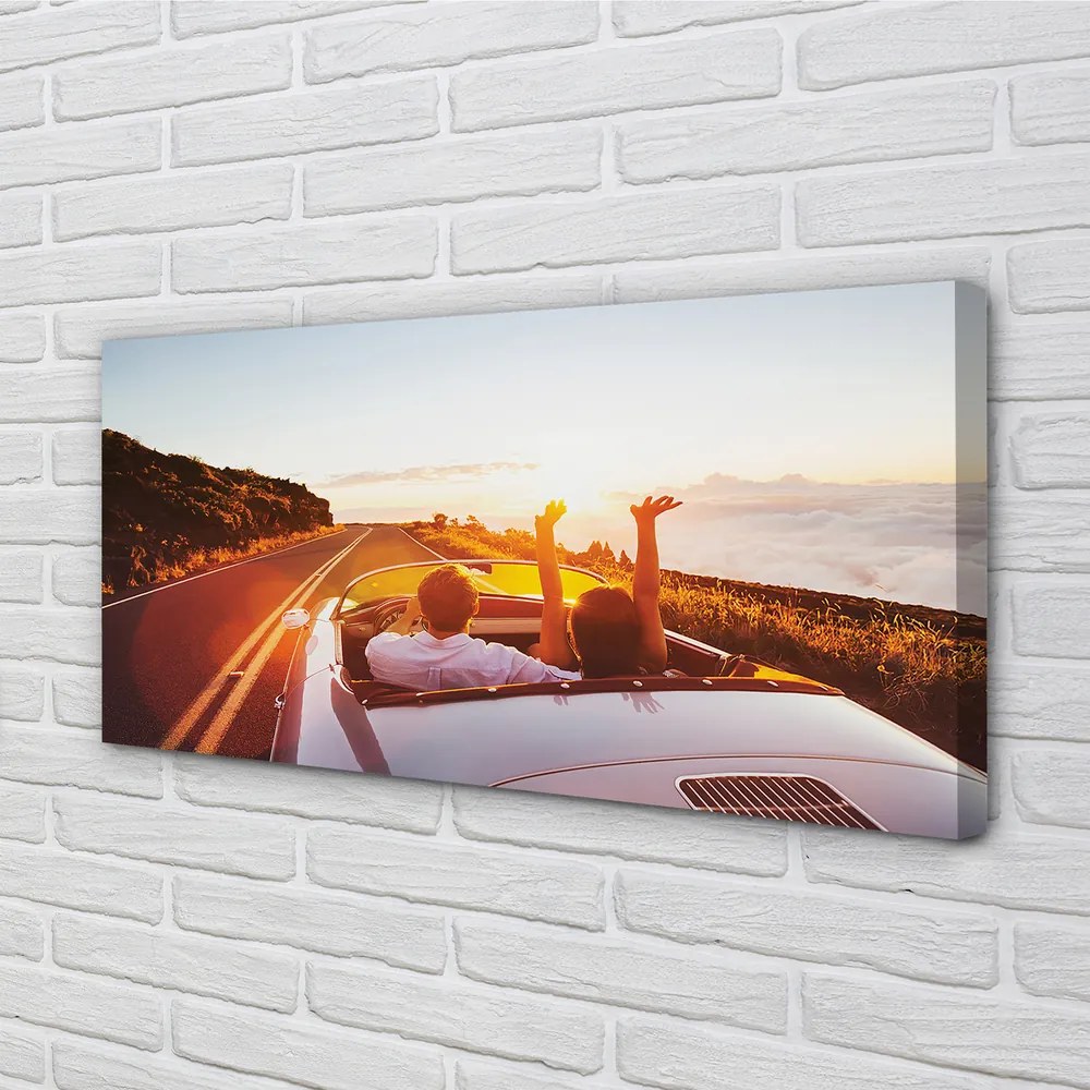 Obraz drukowany na płótnie Droga, Auto i Ludzie