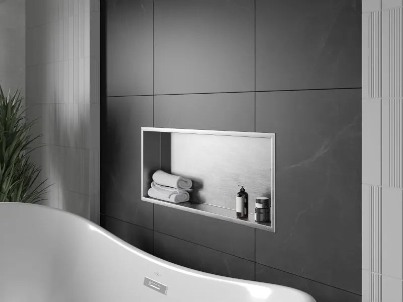 Mexen X-Wall-R półka wnękowa z kołnierzem 75 x 30 cm, inox - 1910753010