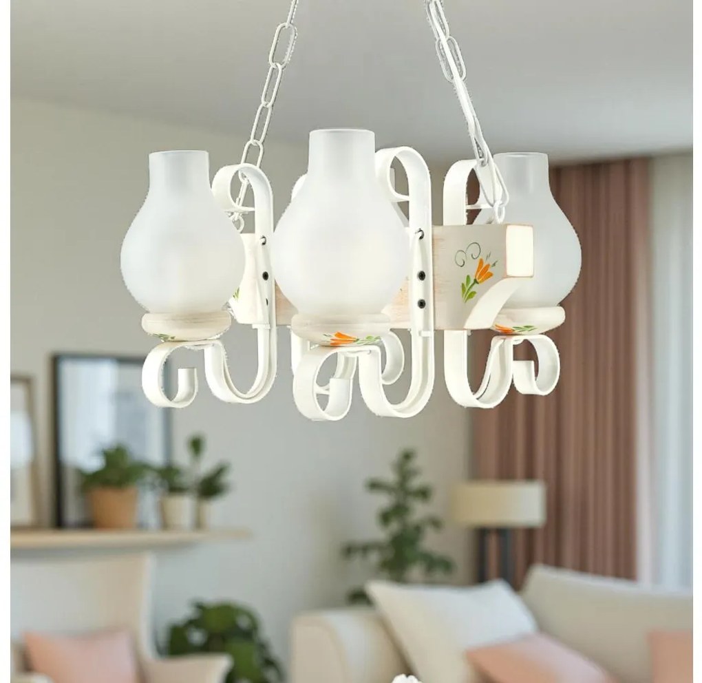 Brilagi - Żyrandol na łańcuchu QUEEN 4xE14/40W/230V buk/kremowy