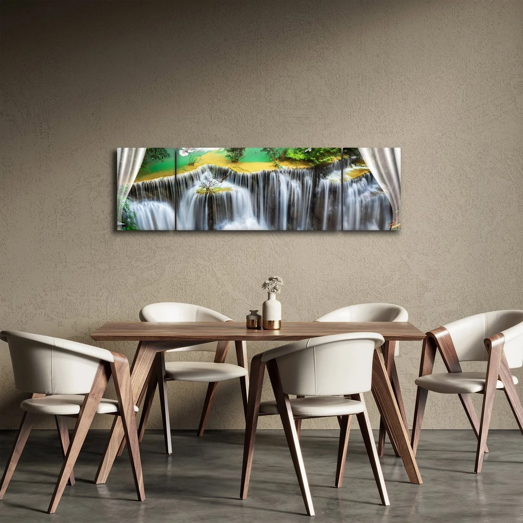 Obraz - Widok magicznych wodospadów (170x50 cm)