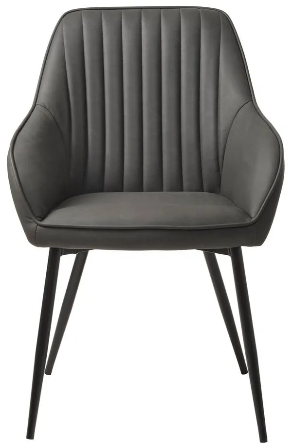 Ciemnoszare krzesła z imitacji skóry z podłokietnikami zestaw 2 szt. Nolan Stripe – Unique Furniture