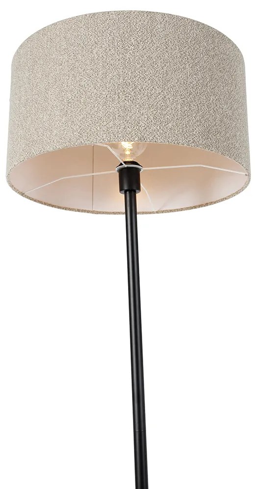 Lampa podłogowa czarna z abażurem boucle taupe 50 cm - Simplo Nowoczesny Oswietlenie wewnetrzne