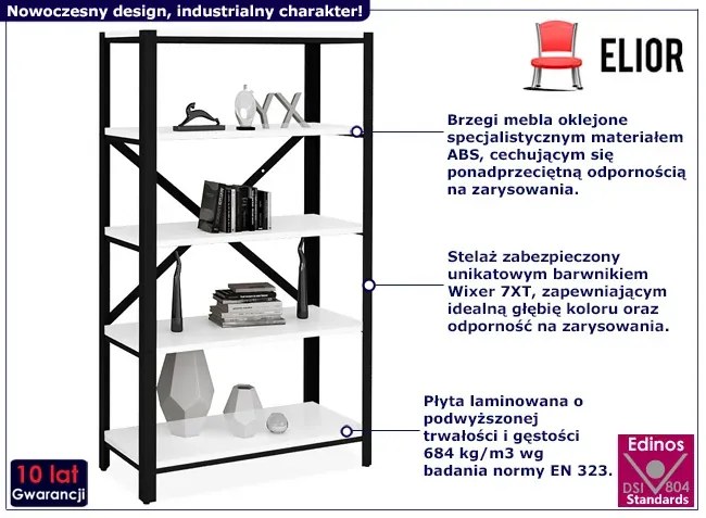 Regał w stylu industrialnym czarny + biały Rara