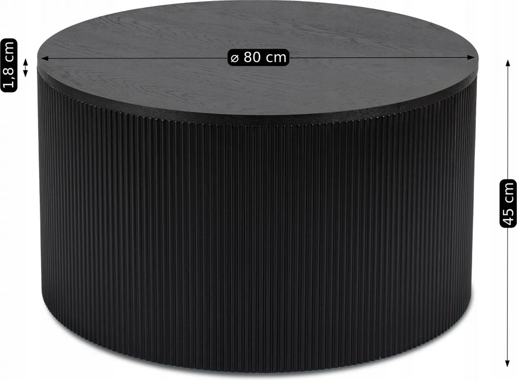 Stolik Kawowy HOPE MAX 80 cm Czarny Nowoczesny Loft