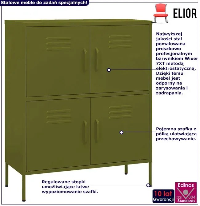 Metalowa zamykana szafka garażowa oliwkowa A8-M53