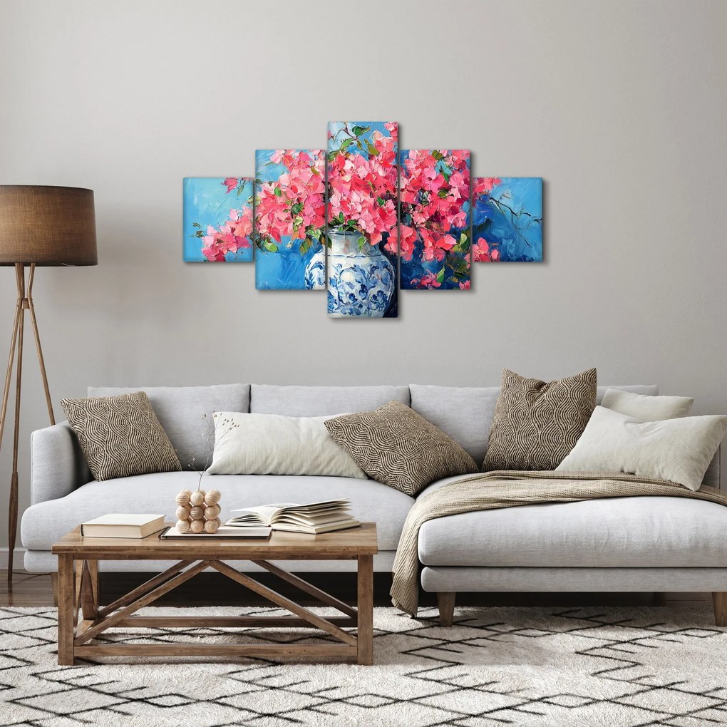 Obraz - Wazon z różowymi kwiatami (125x70 cm)
