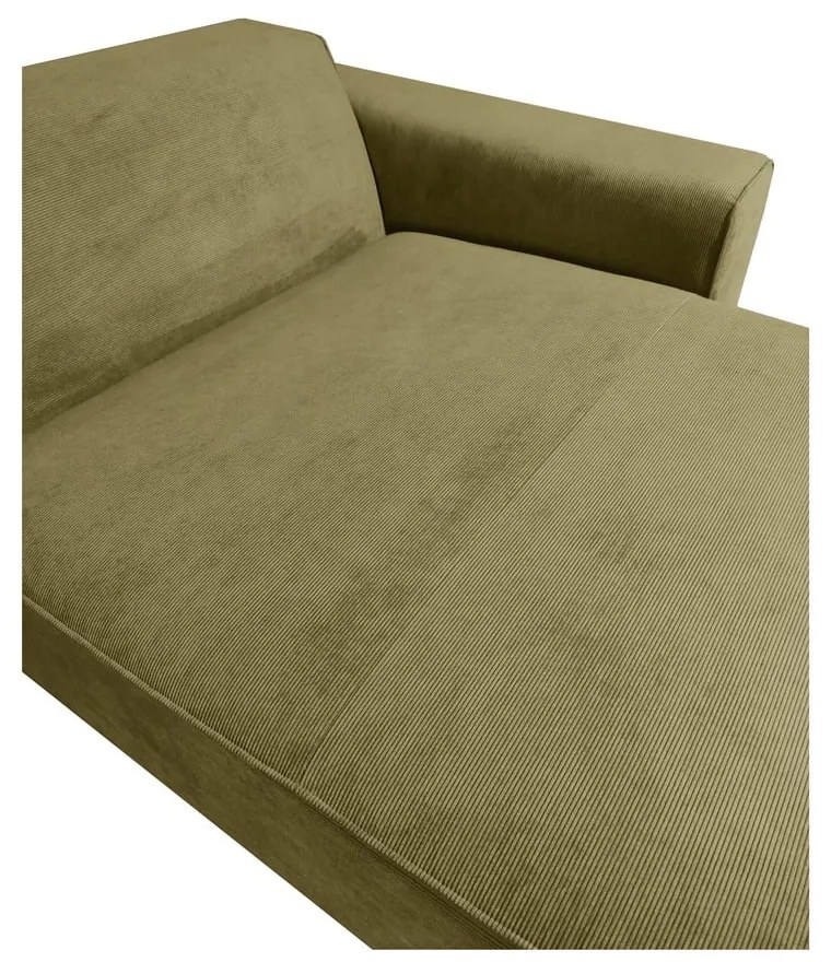 Zielona sztruksowa sofa modułowa w kształcie litery "U" Scandic Sting, prawostronna