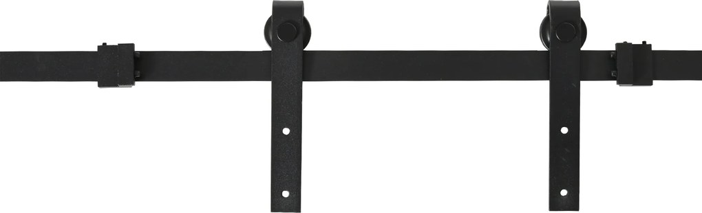 HOMCOM Zestaw do Podwójnych Drzwi Przesuwnych Prowadnica Stal Węglowa Czarna 200x06x18cm | Aosom PL