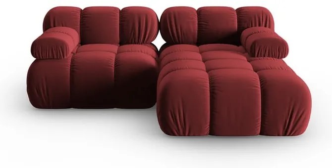 Czerwony aksamitny narożnik (prawostronny) Bellis – Micadoni Home