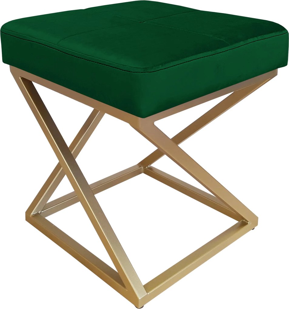 Pufa ZOA tkanina Welur loft ławka podnóżek metal : Kolor Stelaża - Złoty, Kolor tkaniny - VELVET - MG25, Typ tkaniny - Velvet