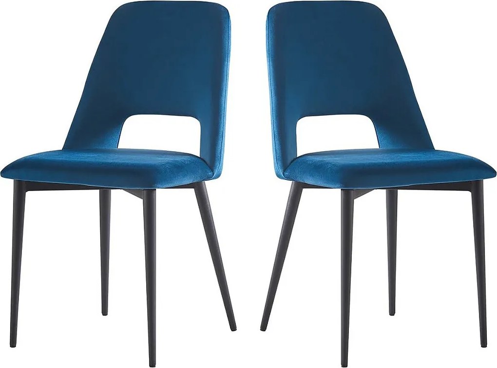 Zestaw 2 aksamitnych krzesel "Fedora" – ciemnoniebieski