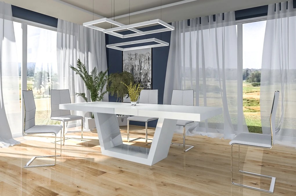 Nowoczesny stół do jadalni w połysku Senator biały