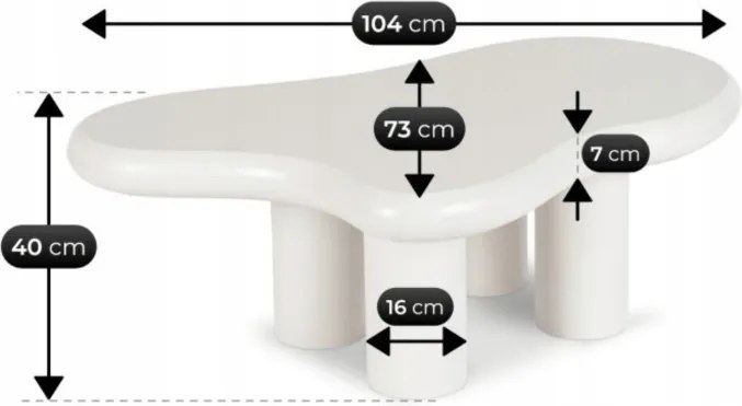 Stolik Kawowy PERLA 104 cm Biały Nowoczesny