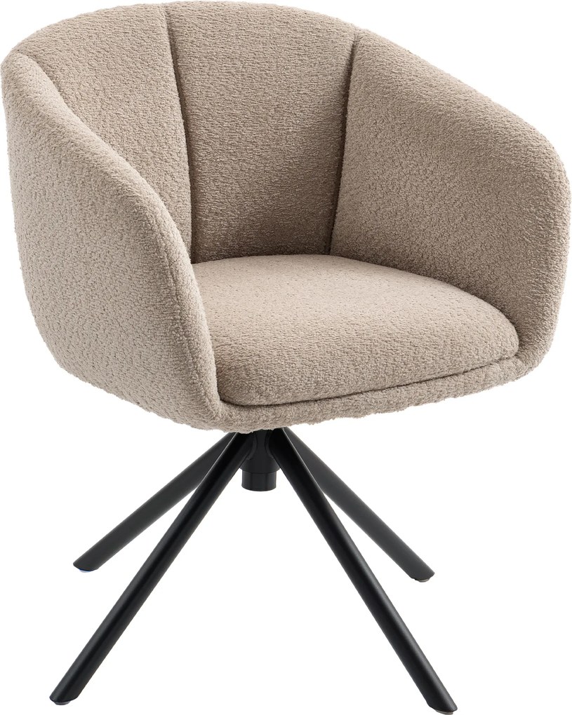 HOMCOM Fotel, Siedzisko z wygodnym siedziskiem, obrotowy, miękki pokrycie, do 120 kg, Jasnobrązowy