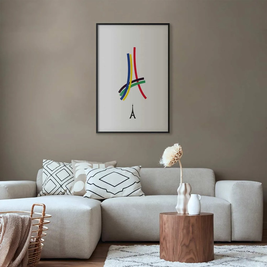 Plakat Abstrakcyjna Wieża Eiffla 21x30 cm z ramą czarną bez marginesu ARTGEIST B