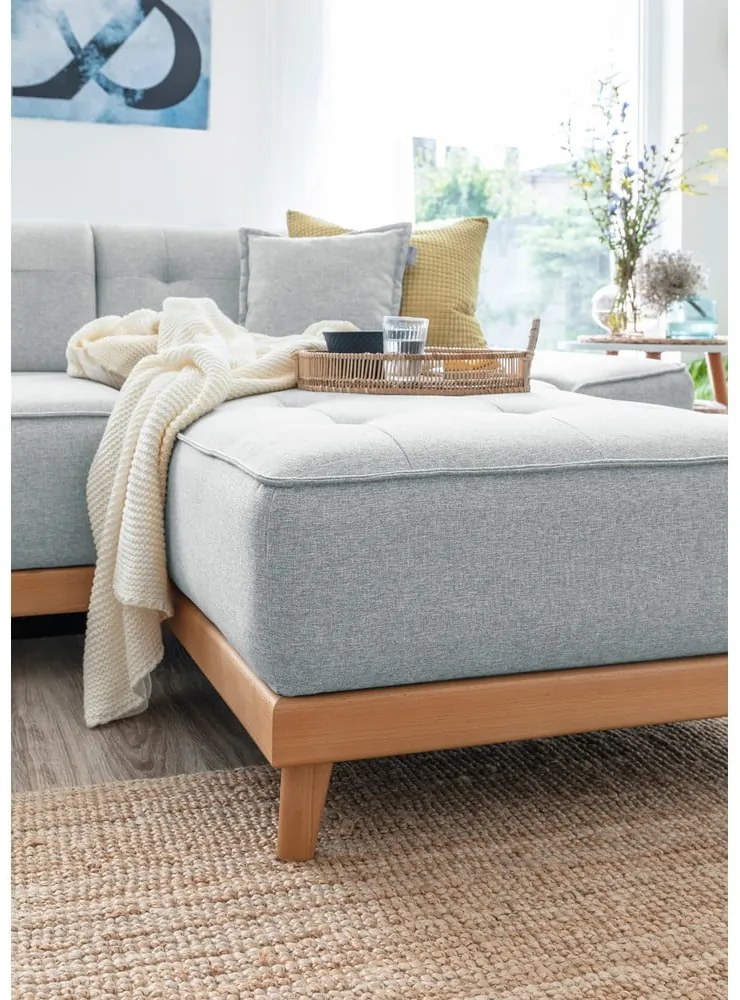 Jasnoszara rozkładana sofa w kształcie litery "U" Miuform Dazzling Daisy, lewostronna