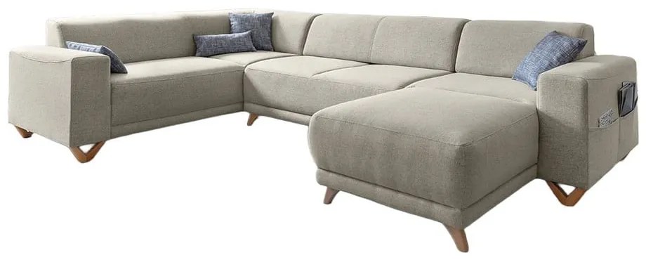 Beżowy rozkładany/ze schowkiem narożnik (lewostronny/w kształcie litery U) Classy Sophie – Miuform