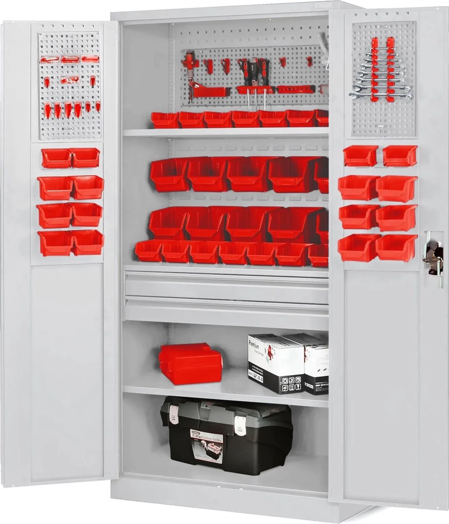 Szafa narzędziowa z 2 szufladami Szymon 92x50x185 cm, szara