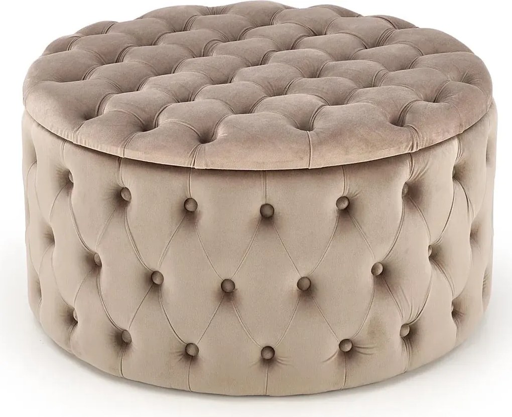 Beżowa pufa ze schowkiem w stylu glamour L6-R35