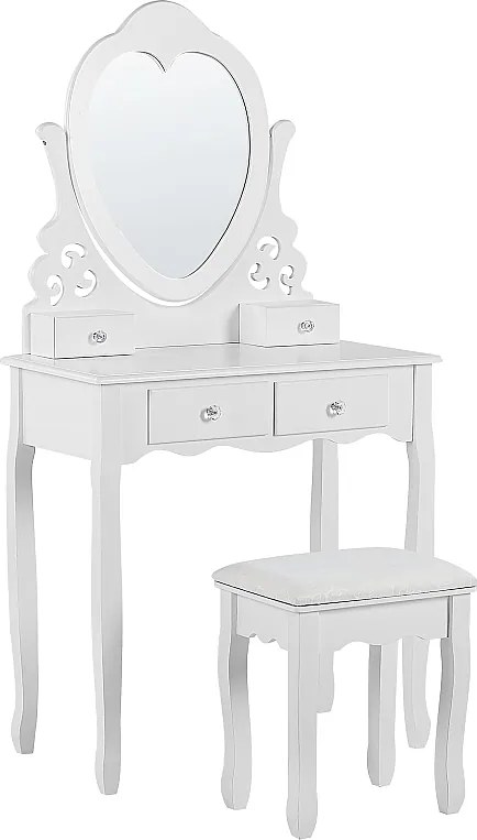 Toaletka z lustrem i stołkiem DIVA Biały