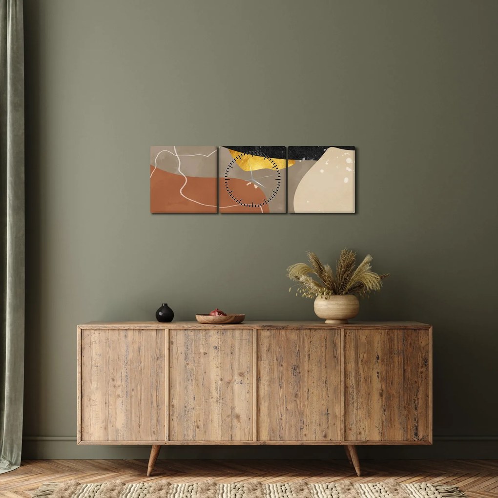 Obraz - Abstrakcja (z zegarem) (90x30 cm)