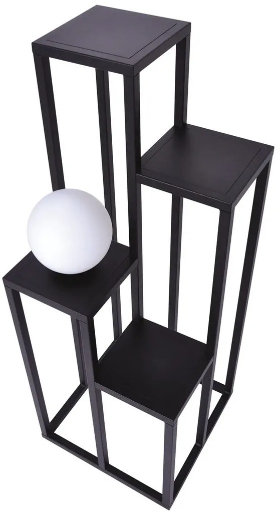 Czarny metalowy stojak na kwiaty z lampą Z0-F44