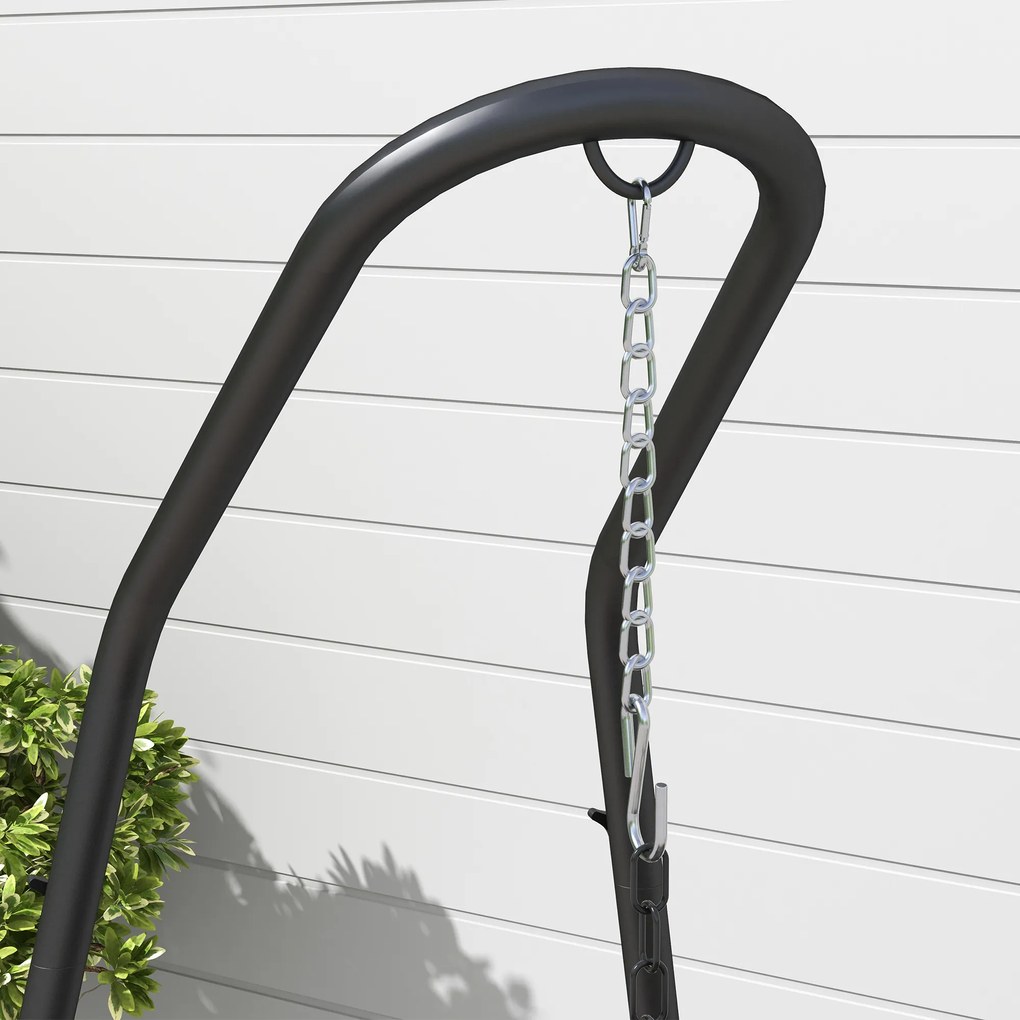Outsunny Stojak do fotela wiszącego Stojak do fotela bujanego, 133 cm x 116 cm x 195/230 cm, Czarny