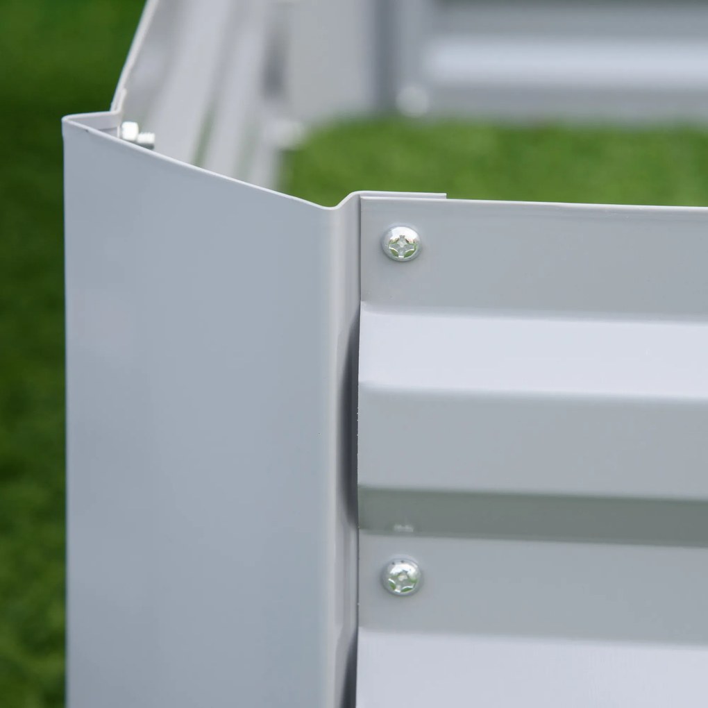 Outsunny Skrzynki na kwiaty 2 sztuki Stalowa rama Otwarte dno Szary 100x100x30cm Dekoracja ogrodu | Aosom PL