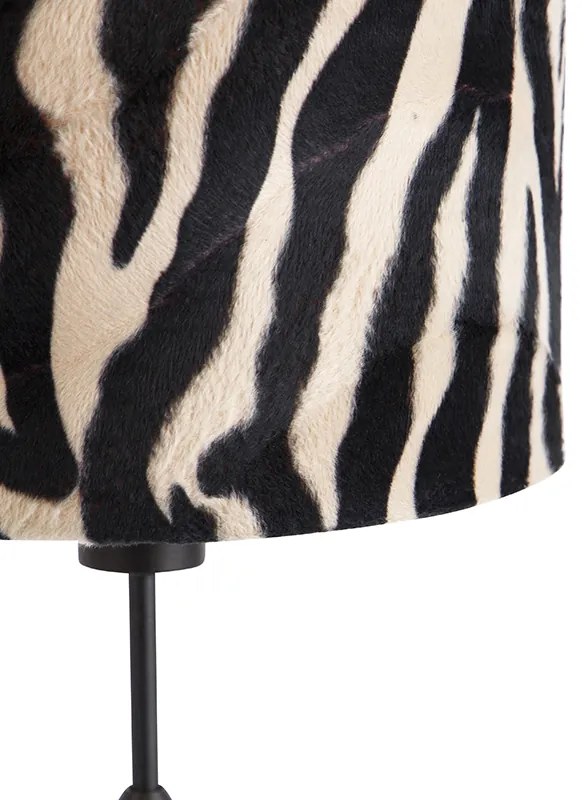Lampa stołowa z czarnym abażurem w zebrę 25 cm regulowana - Parte klasyczny/Antyczny Oswietlenie wewnetrzne