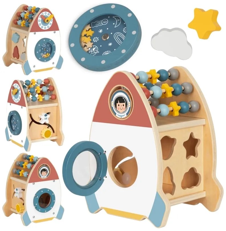 Tooky toy kosmiczna rakieta aktywności sorter labirynt drewniany